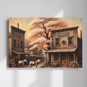 Vintage Western Saloon Canvas Wall Art: Old West Decor