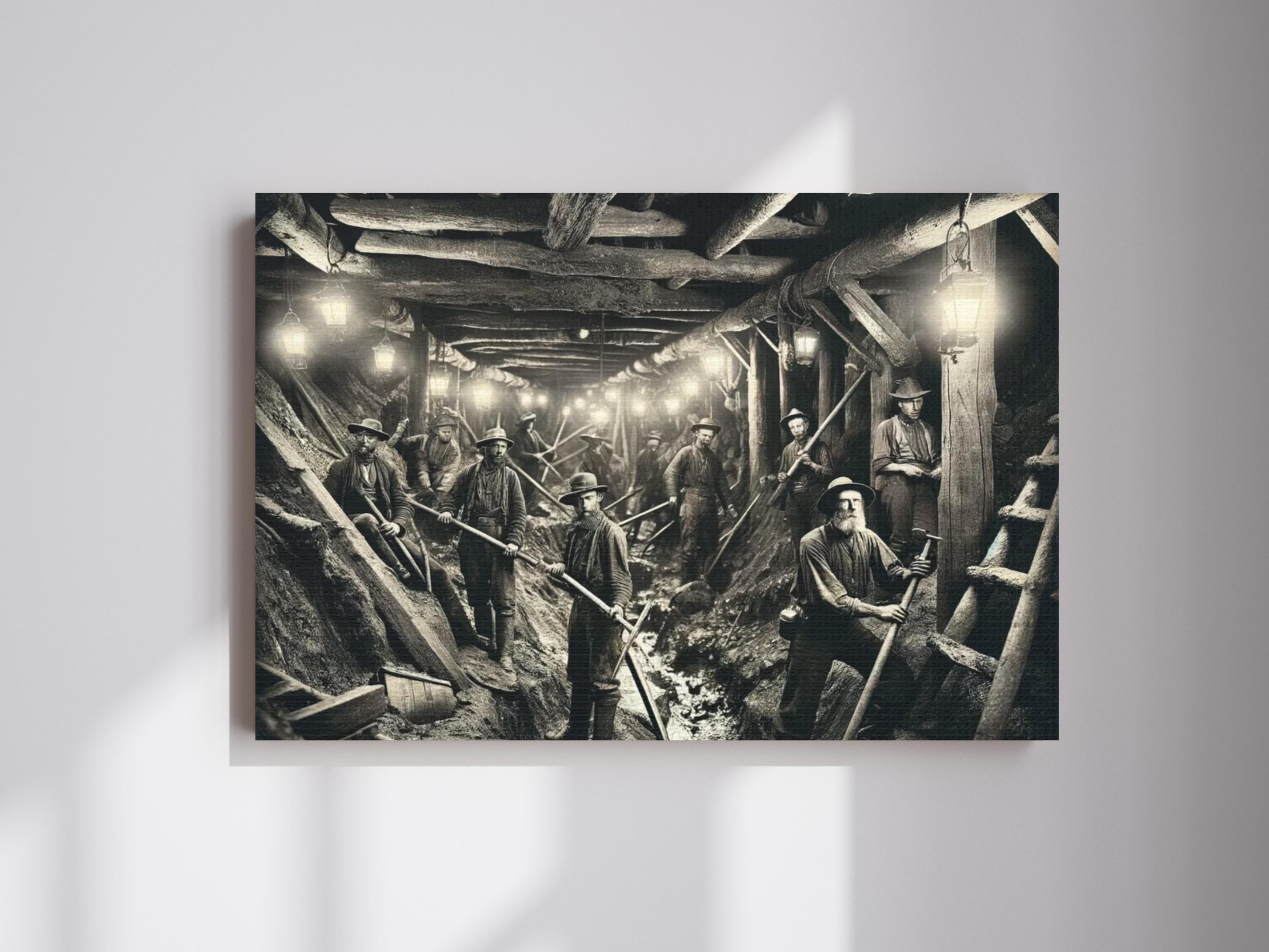 Wild West Miners Canvas Wall Art, Farmhouse Wall Decor, Black and White Canvas,  Miners Canvas Art, Western Wall Art for House Decor