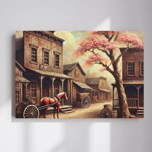Saloon Canvas Wall Art: Springtime Old West Ranch Decor