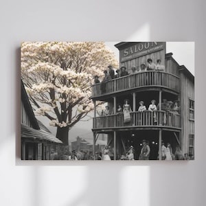 Vintage Western Saloon Canvas Art: Dark Wild West Decor