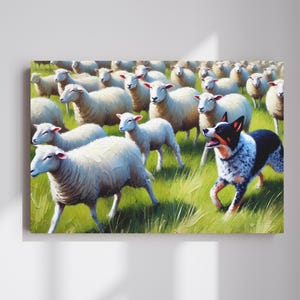Sheep Canvas Art, Canvas Wall Art, Farm Dog Wall Art, Barnyard Animal Decor, Rustic Wall Art Decor, Farmer Gifts Ideas, Country Side Decor