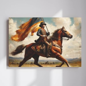 Cowboy Canvas Art: Wild West Horse Rider Wall Hanging