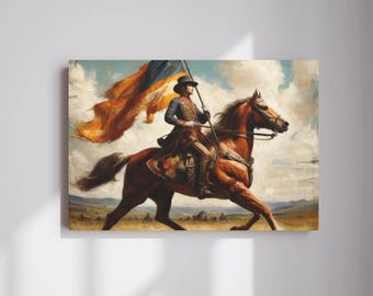 Cowboy Art, Cowboy Wall Hangings, Cowboy Carter Canvas, Wild West, Western Art Wall Hangings, Housewarming Gift, Decorative Vintage Wall Art