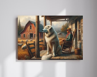 Farm Dog Canvas Wall Art, Farm Dog Canvas Art, Animal Farm Wall Hanging, Home Decoration, Wall Art Print, Rustic Decor, Farmhouse Wall Decor
