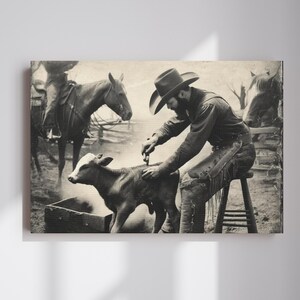 Vintage Western-Dekor Wandkunst, Cowboy Leinwand Wandkunst, Tradition Cowboy Kunst, Landschafts-Dekor, dekorative Vintage Kunst, Einweihungsgeschenk