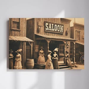 Vintage Western Saloon Canvas Art: Rustic Old West Decor