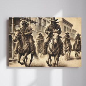 Cowboy Leinwand, Wilder Westen Wandkunst, Vintage Leinwand Gemälde, Alte Western Cowboy Kunst Housewarming Geschenk, Dekorative Vintage Wandkunst