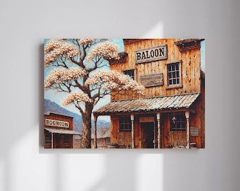 Old West Canvas Wall Art, Rustic Saloon Canvas, Western Charm Printed Canvas, Rustic Wall Décor and Housewarming Gift Idea, Old Western Item