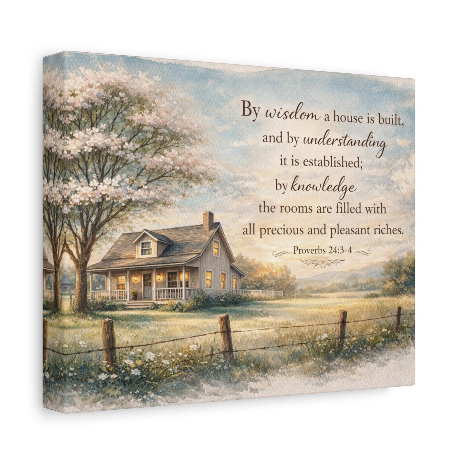 Proverbs 24:3-4, Bible Verse Wall Art, Christian and Rustic Decor for ...