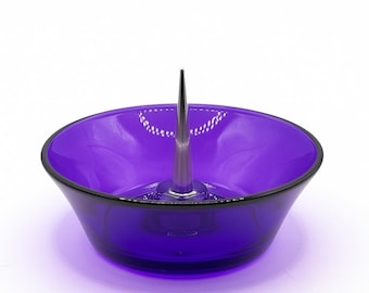 Colored Glass Ashtray with Stainless Steel Poker Piece