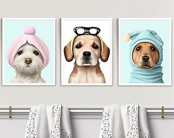 Dog Portraits Set of 3. Wall Art