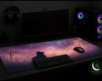 Alfombrilla de ratón para juegos Black Cat Celestial / Alfombrilla de escritorio para juegos Gothic Cosmic
