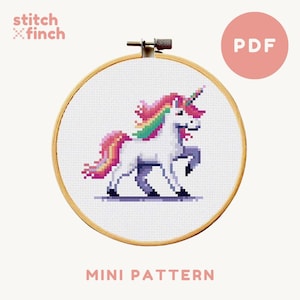 Regenbogen Einhorn Kreuzstichmuster Einhorn Stickbild Kreuzstichmuster Design PDF Download Kinderzimmer Dekor Kinderzimmer Dekor Kinderzimmer