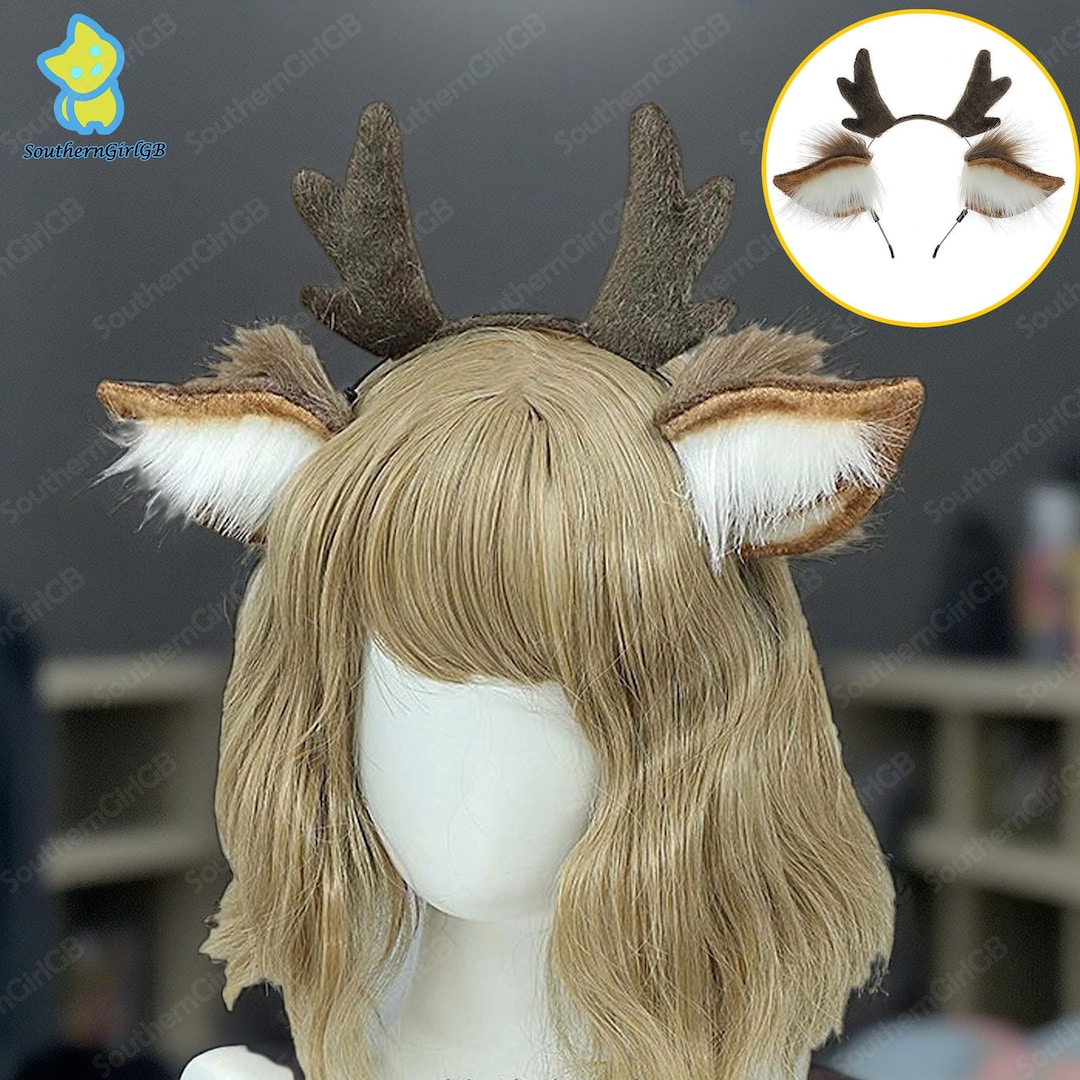 Furry Animal Deer Ears Headband, Cosplay Costume Accessories for Women ...