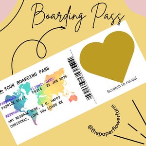 Scratch-Off Boarding Pass, Travel Reveal Gift, Custom Boarding Pass, Personalized Travel Gift, Scratch to Reveal Destination, Surprise Trip