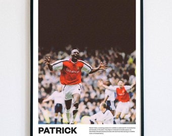 Patrick Vieira Arsenal Football Poster Print Vintage Retro A3 A4 print painting, invincibles, France AFC