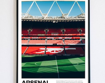 Arsenal Football Poster Print Vintage Retro A4 A3 print painting AFC Gunners Henry, Saka, Ødegaard, Rice, Wright | Emirates Stadium