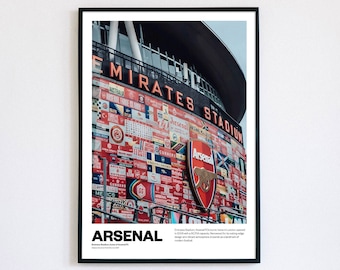 Arsenal Football Poster Print Vintage Retro A4 A3 print painting AFC Gunners Henry, Saka, Ødegaard, Rice, Wright | Emirates Stadium