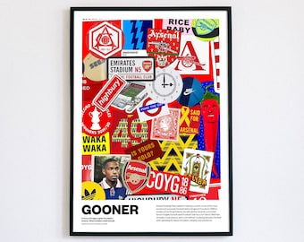 Arsenal Football Poster Stickers - AFC Print Vintage Retro A4 print painting - Rice Odegaard Saka Havertz Thierry Henry Highbury Gunners