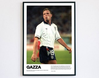 Gazza | Paul Gascoigne | Football Poster Print | Vintage Retro A5 A4 A3 | Painting | England Euro 96 | Tottenham | Newcastle United | Euros