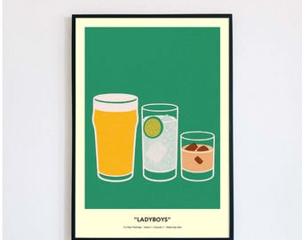 Alan Partridge Illustrated Comedy Print - Unique Wall Art for Fans of British Comedy - Ladyboys quote