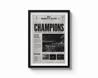 Arsenal Premier League Champions Newspaper style print 2026 | Emirates Stadium | Winners | Gunners | Poster Print - Trophy
