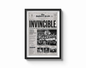 Arsenal invincibles vintage newspaper print - Football Poster Print Vintage AFC, football, north london forever