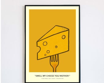 Alan Partridge Illustrated Comedy Print - Unique Wall Art for Fans of British Comedy - Smell My Cheese