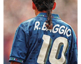 Roberto Baggio Juventus Poster – Italian Football Legend Wall Art | 90s Soccer Icon Print | 20x30 Vintage Serie A Decor
