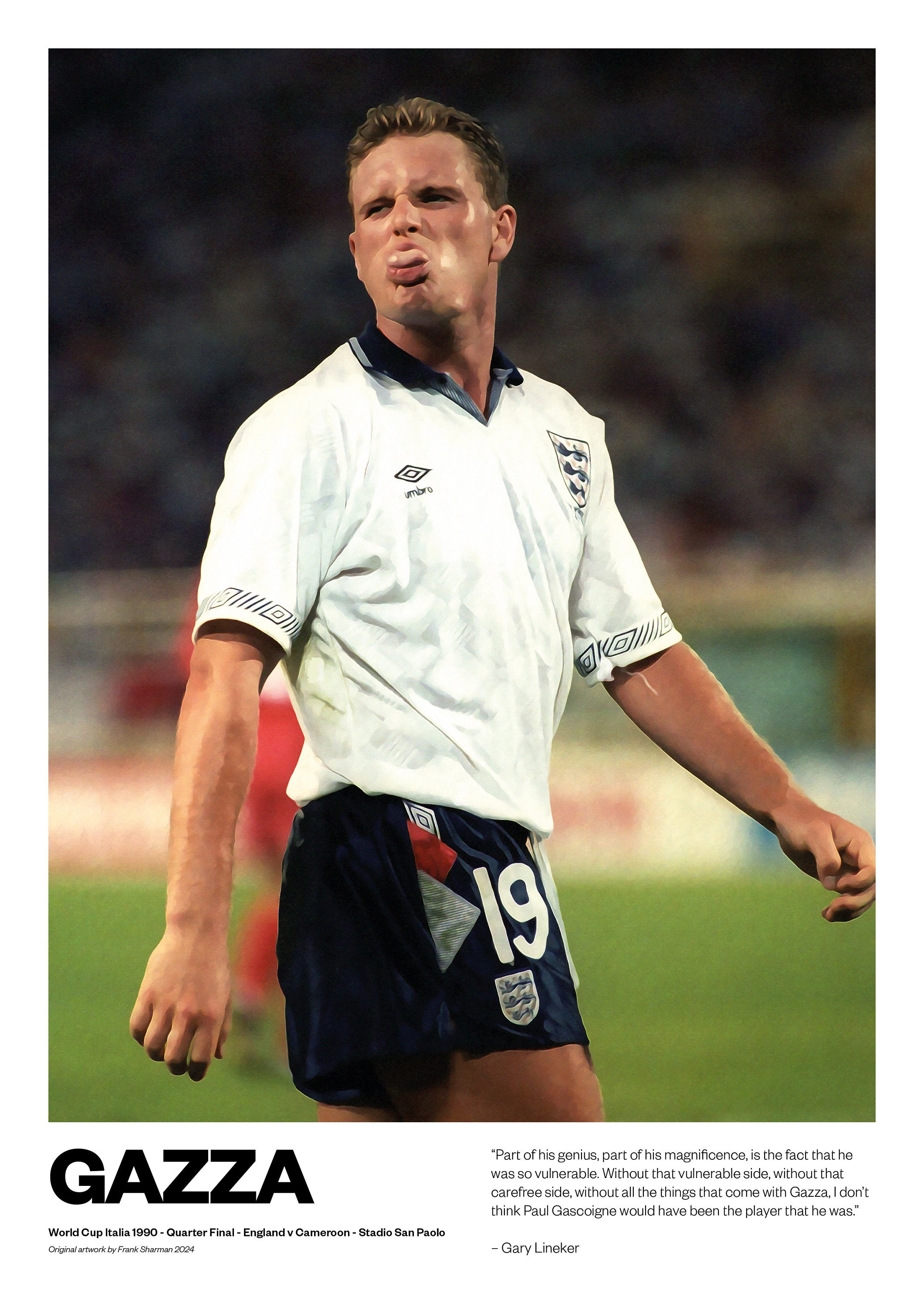 Gazza | Paul Gascoigne | Football Poster Print | Vintage Retro A5