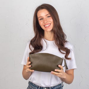 Borsa cosmetica compatta in pelle di alta qualità: design pratico e senza tempo / elegante per l'uso quotidiano