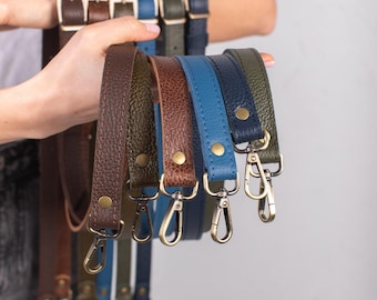 Unisex Pebbled Leather Shoulder Strap for Bags and Totes - Adjustable with Silver, Gold, Bronze Accents