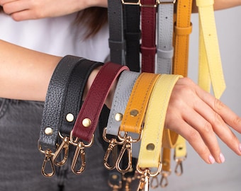 Stylish Pebbled Leather Shoulder Strap for Bags and Totes - Adjustable with Silver, Gold, and Bronze Hardware