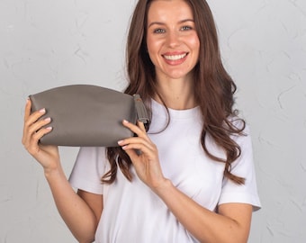 Trousse à cosmétiques en cuir durable | Fermeture éclair sécurisée, personnalisée pour le maquillage, les soins de la peau et l'organisation de voyages