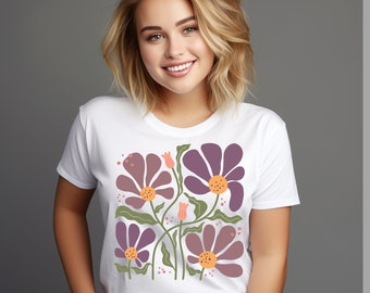 Wildblumen-Shirt: Blumen-T-Shirt, lebendiges Wildblumen-Top für Freigeister, Wildblumen-Bohemian-T-Shirt, Boho-T-Shirt.