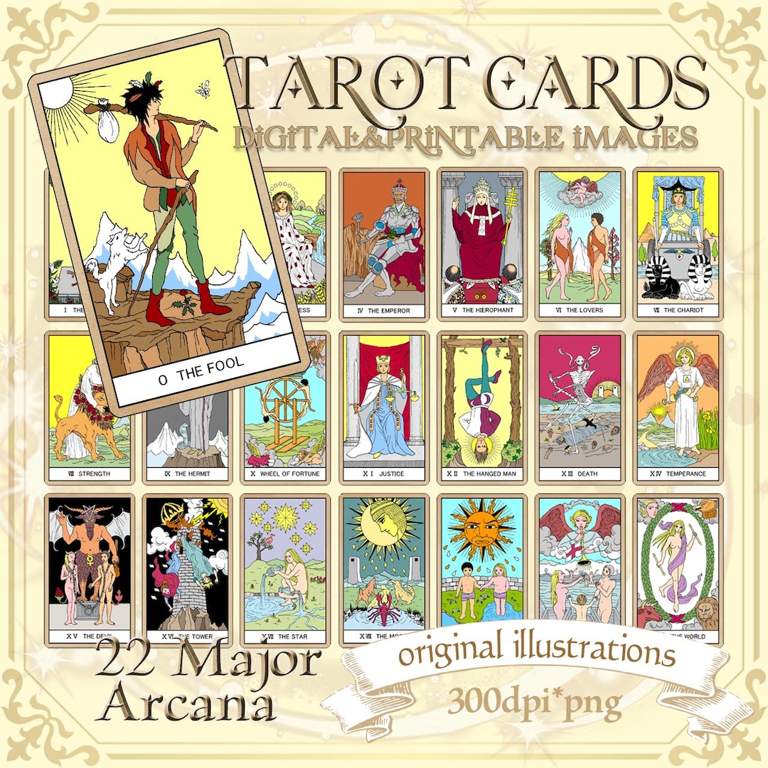 22 Original Major Arcana Tarot Cards Clipart Set in PNG Format With ...