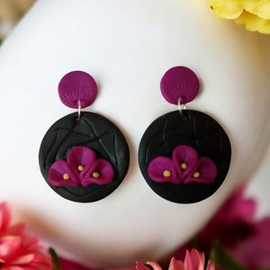 Handmade polymer clay flower earrings/unique earrings/