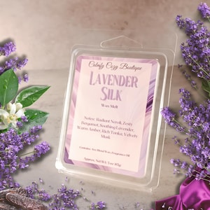 LAVENDER SILK Wax Melt | Floral Aromatic Fragrance | Calming Aromatherapy | Relaxing Room Scent | Fine Fragrance Inspired Scent | 3oz Wax