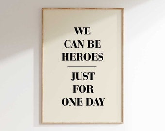 David Bowie Poster Heroes Lyrics Poster Unframed