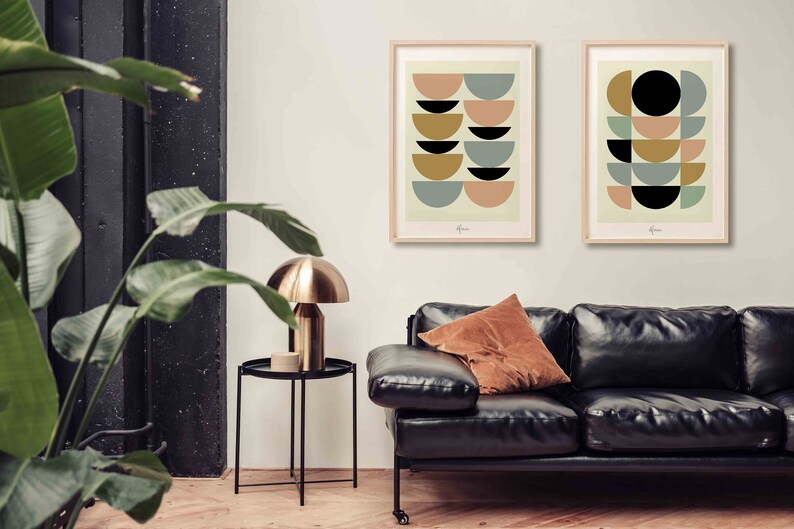 Wall Art Decor Mid Century Modern Abstract Geometric Art Print Etsy