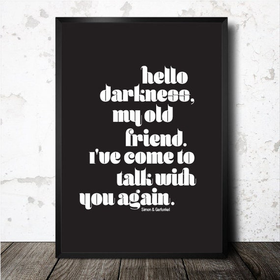 Simon Garfunkel Art Print Sounds Of Silence Music Quotes Etsy