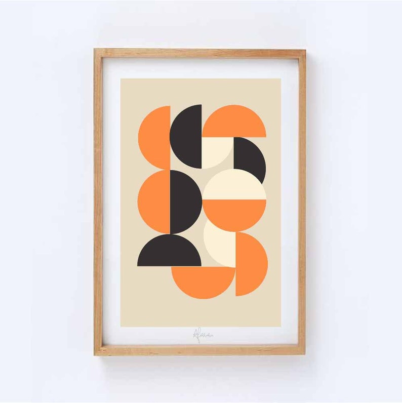 Wall Art Decor Mid Century Modern Abstract Geometric Art Print Etsy
