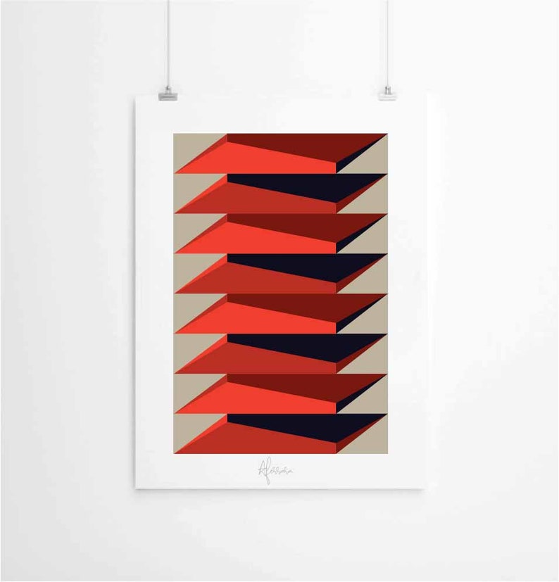 Wall Art Decor Mid Century Modern Abstract Geometric Art Print Etsy