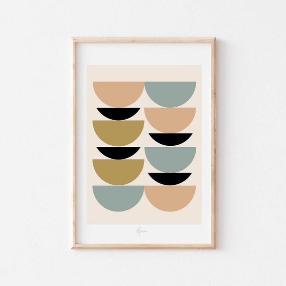 Wall Art Decor Mid Century Modern Abstract Geometric Art Print Etsy