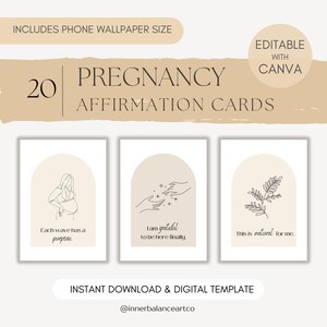 Cartes d'affirmation de naissance, Cartes de pleine conscience, Affirmation de grossesse, Outils de conseil, Cartes de message positif, Design modifiable d'affirmation