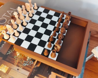 Kompaktes Schachspiel - Tragbares 3D-Druck-Schachbrett für zu Hause, im Büro oder auf Reisen