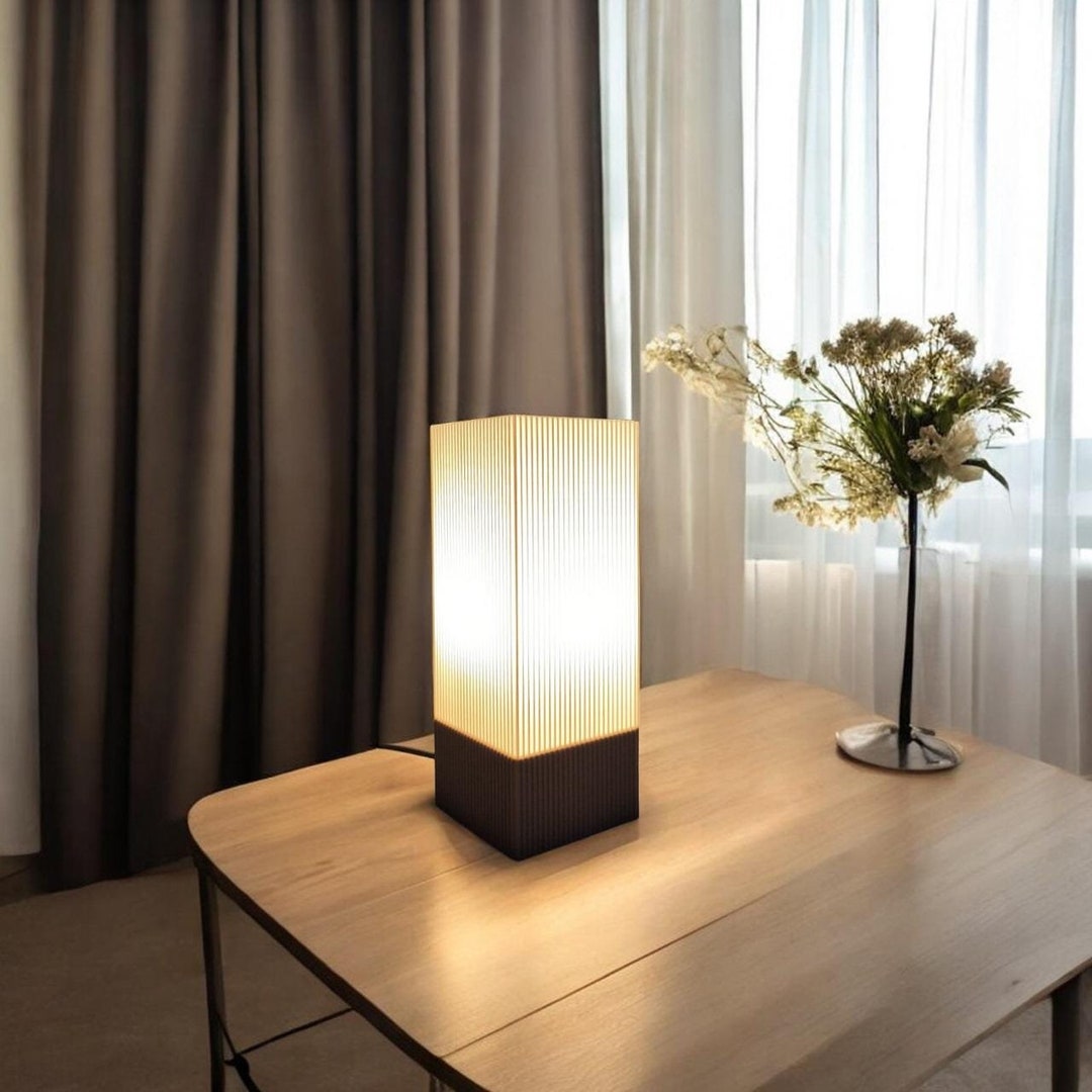 Modern Slatted Rectangular Table Lamp – Minimalist Decorative Lighting ...