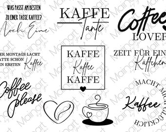 RUB-On Sticker „Kaffee“, A5 randlos, glänzend und leicht erhaben weiß oder schwarz