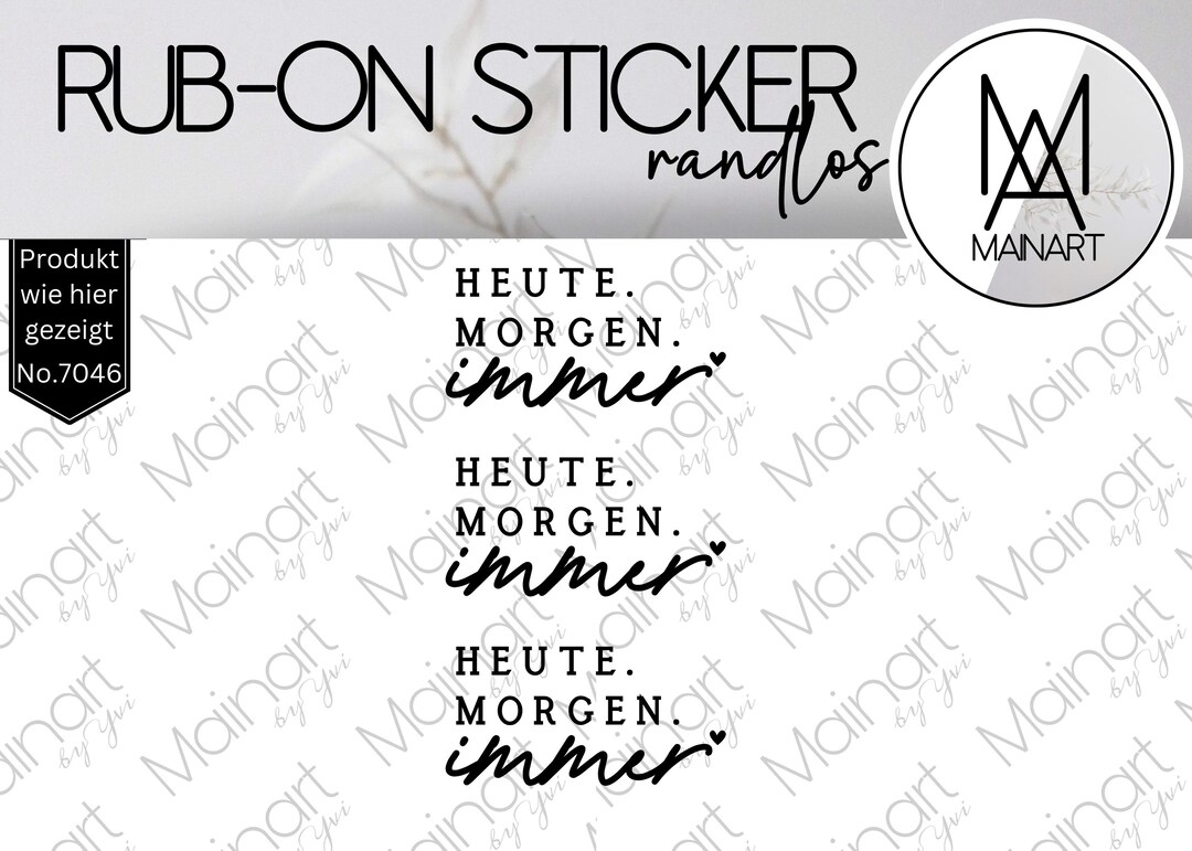 Sticker Heute Rub-on Sticker today Tomorrow Always Wedding A7046, Borderless, Glossy ...