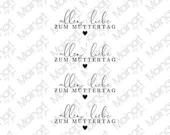 RUB-On Sticker „Muttertag 3“, randlos, glänzend und leicht erhaben weiß oder schwarz, 4er Set